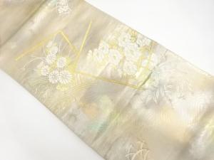 アンティーク　色紙散らしに花模様織り出し袋帯（材料）